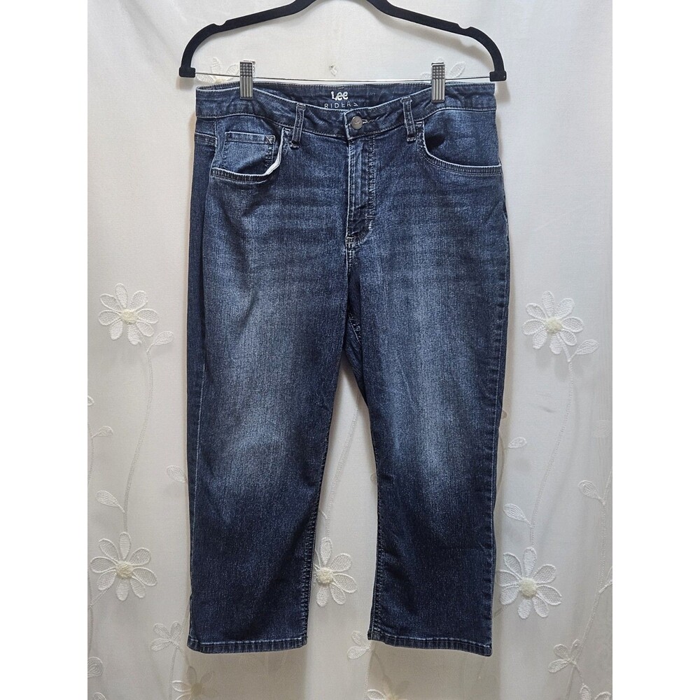 Lee Riders Womens 12 Blue Capri Pants Denim Basic Plain Essential Classic Solid